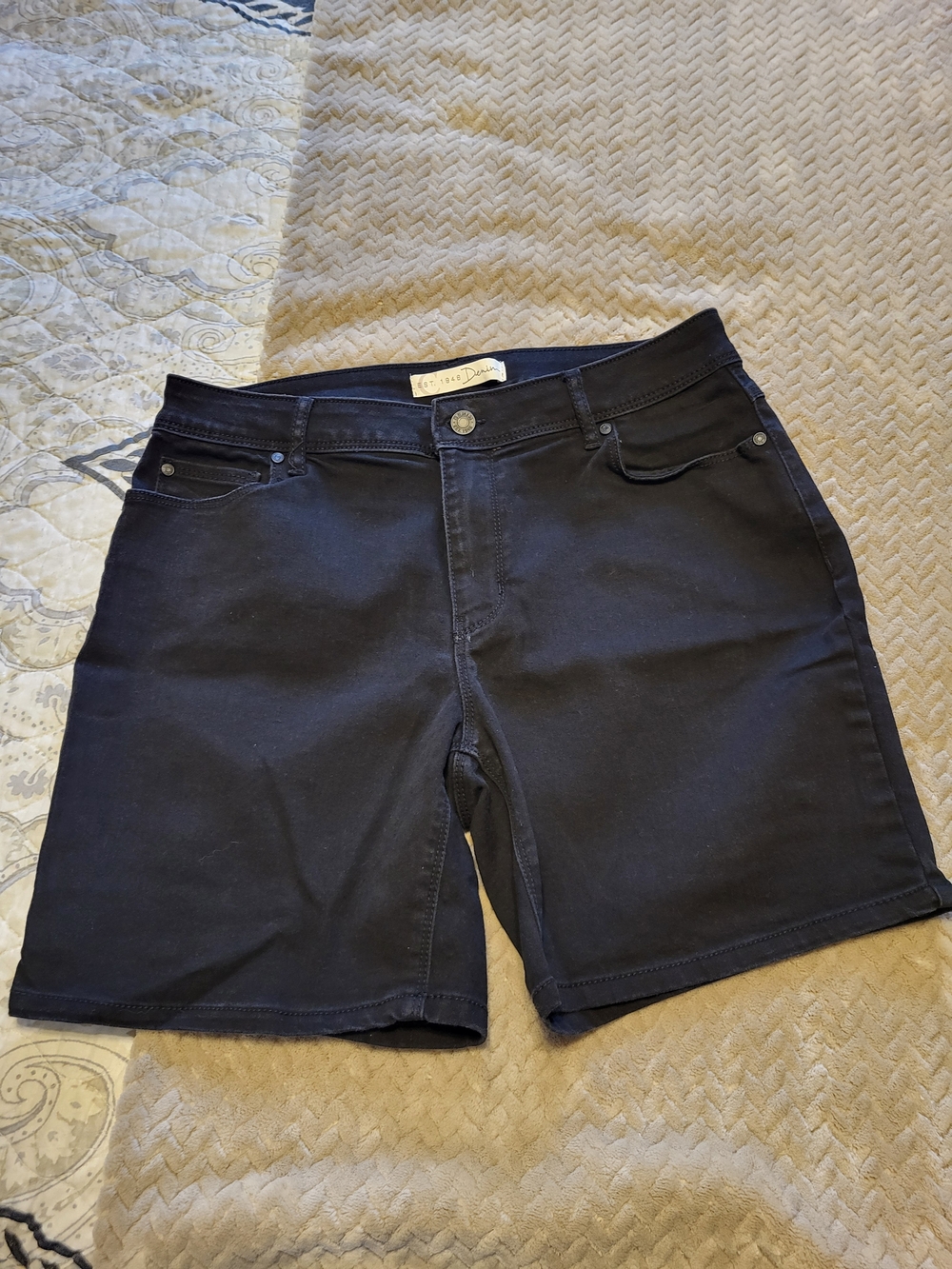Women's Black Jean Shorts with Clean Five-Pocket Design